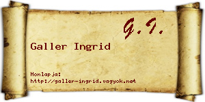 Galler Ingrid névjegykártya